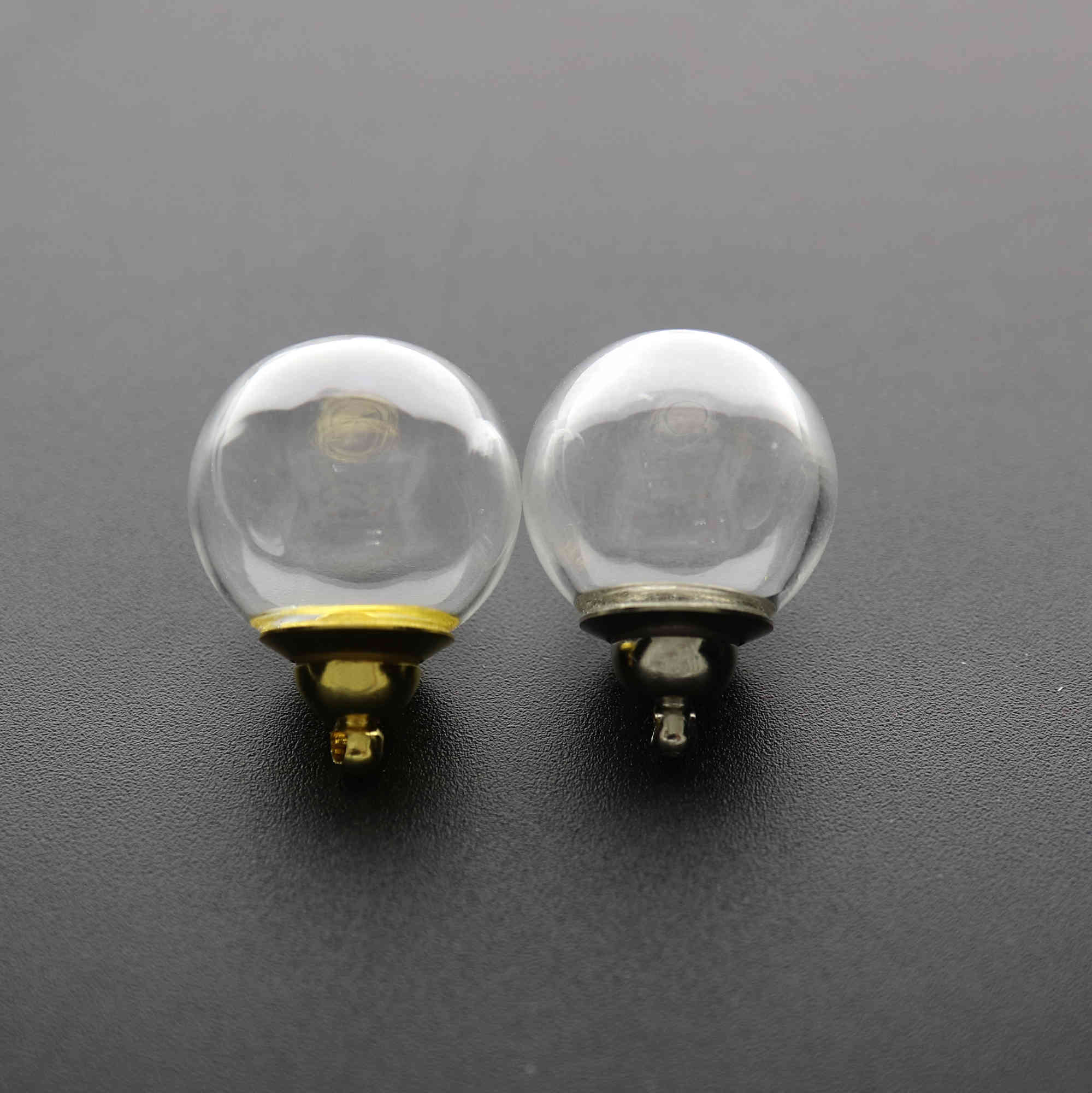 5Pcs 16-25MM Round Glass Dome Globe with 6MM Opening Silver Gold Plated Screw Cap for Perfume Liquid DIY Wish Vial Charm Supplies 1800515 - Click Image to Close